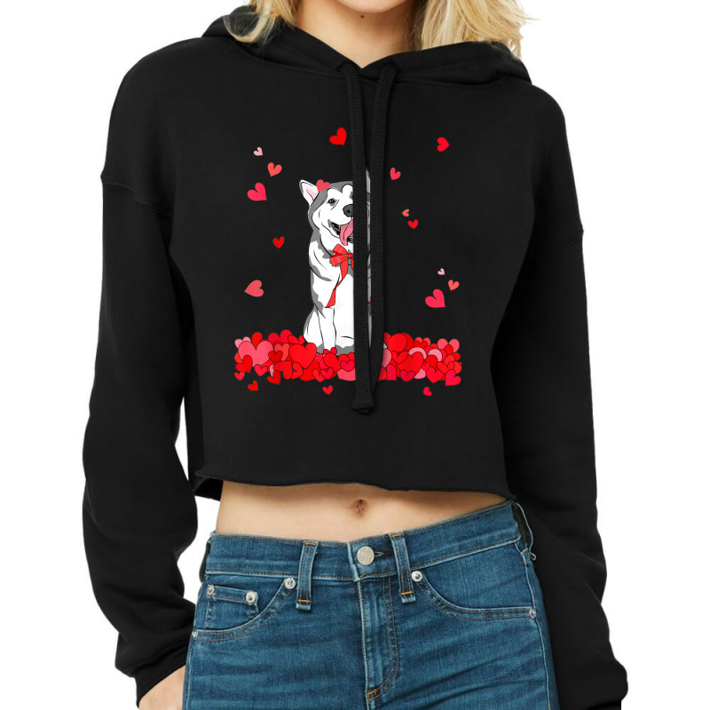 Cool Siberian Husky Valentines Day Dog Lover Gift Cropped Hoodie by Premium | Artistshot