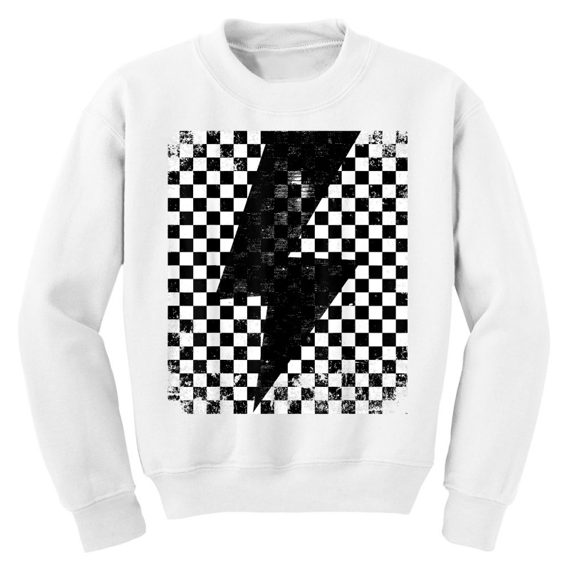 Checkered Lightning Bolt Thunder Checkerboard Graphic T Shirt Youth Sweatshirt by jobsfvhaazg | Artistshot