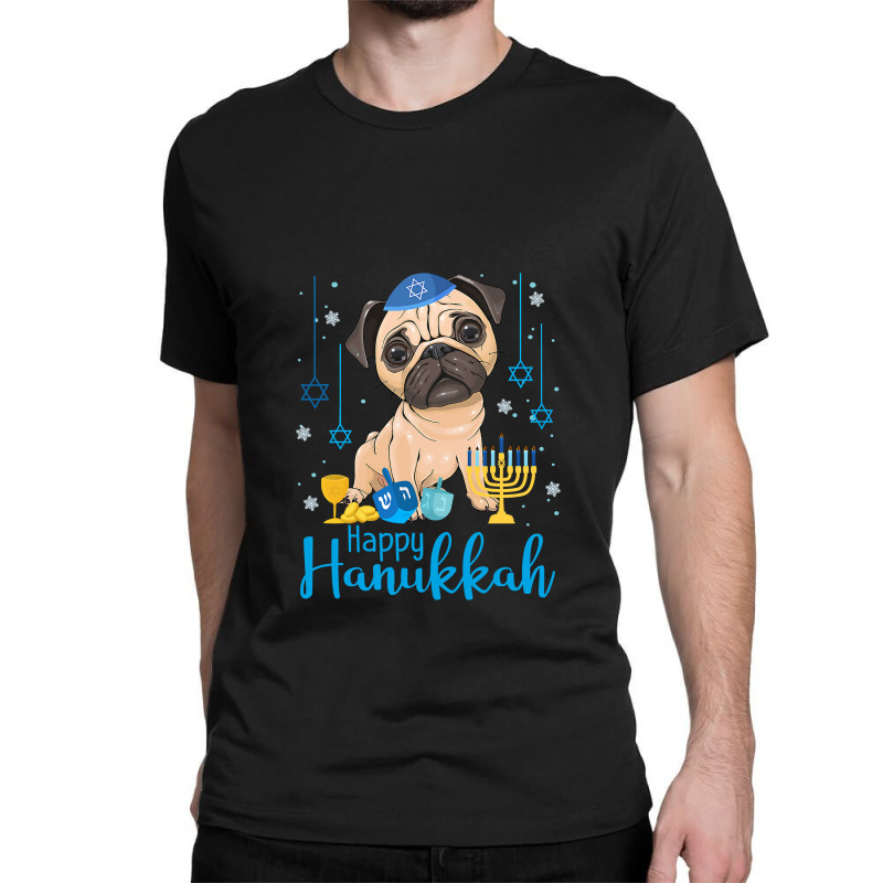 Jewish Pug Dog Menorah Hat Chanukah Hanukkah Jewish Xmas Pre T-shirt Classic T-shirt | Artistshot