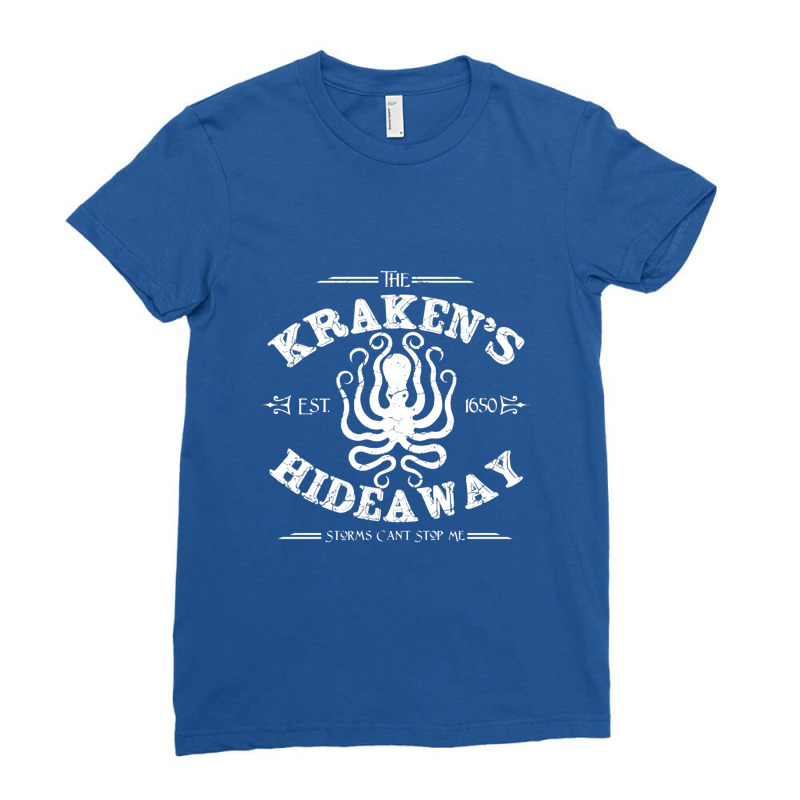 The Kraken's Hideaway, Distressed   Kraken Ladies Fitted T-Shirt by cm-arts | Artistshot