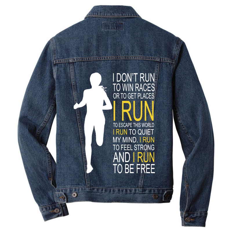 Female Runner Girl Women I Don't Run To Win Races Men Denim Jacket | Artistshot