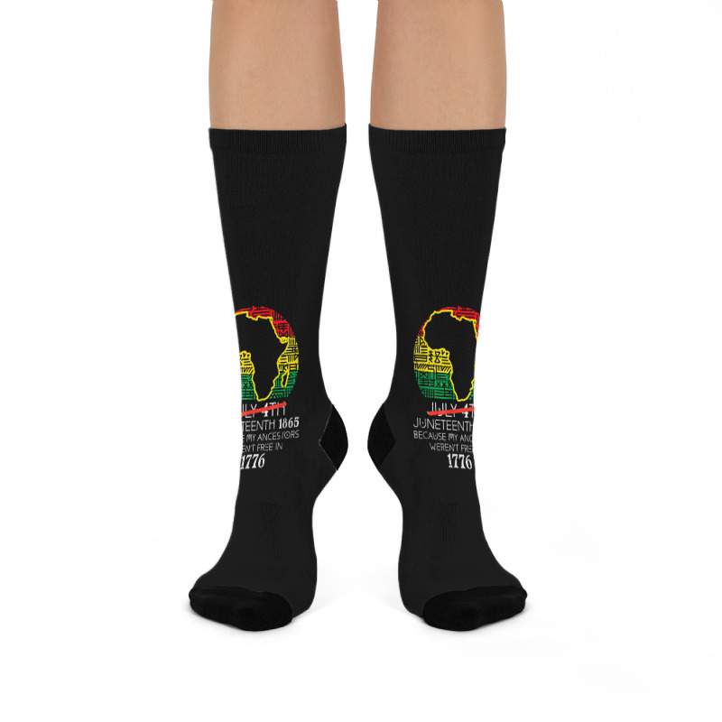 Africa Map July 4th Juneteenth 1865 June 19th Men Women Kids Crew Socks | Artistshot