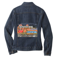 The Wagon Quee Family Truckster Distressed   Vacation Ladies Denim Jacket | Artistshot