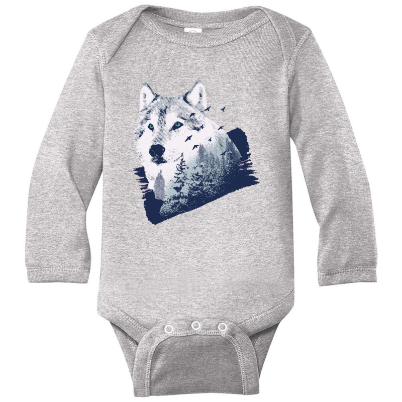 Wolf Forest Long Sleeve Baby Bodysuit by cm-arts | Artistshot