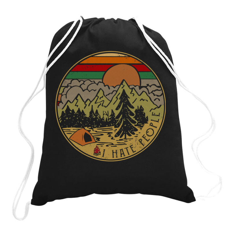 I Hate People Camping Outdoors Drawstring Bags | Artistshot