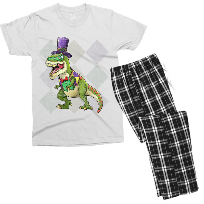 Kids Mardi Gras  Dinosaur T Rex Beads Costume Grunge Men's T-shirt Pajama Set | Artistshot