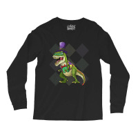 Kids Mardi Gras  Dinosaur T Rex Beads Costume Grunge Long Sleeve Shirts | Artistshot