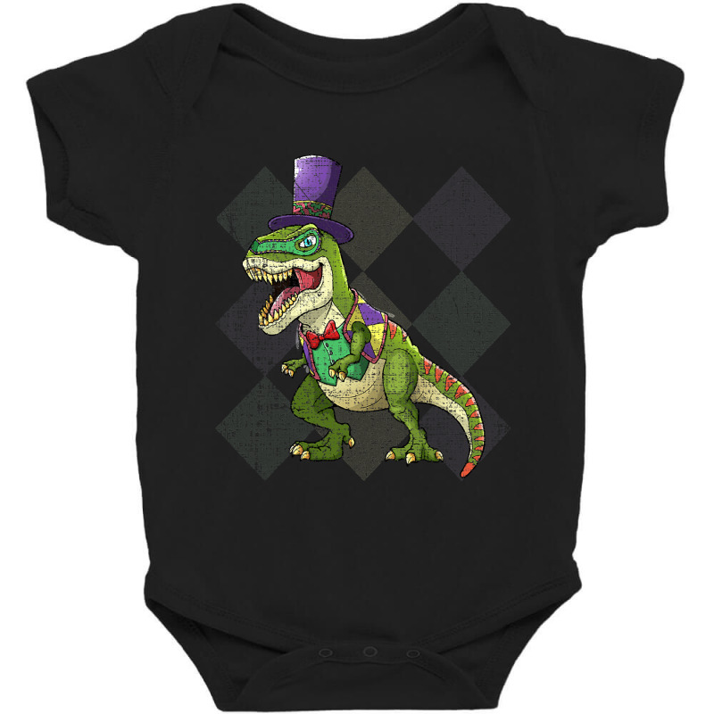 Kids Mardi Gras Shirt Dinosaur T Rex Beads Costume Grunge T Shirt Baby Bodysuit | Artistshot