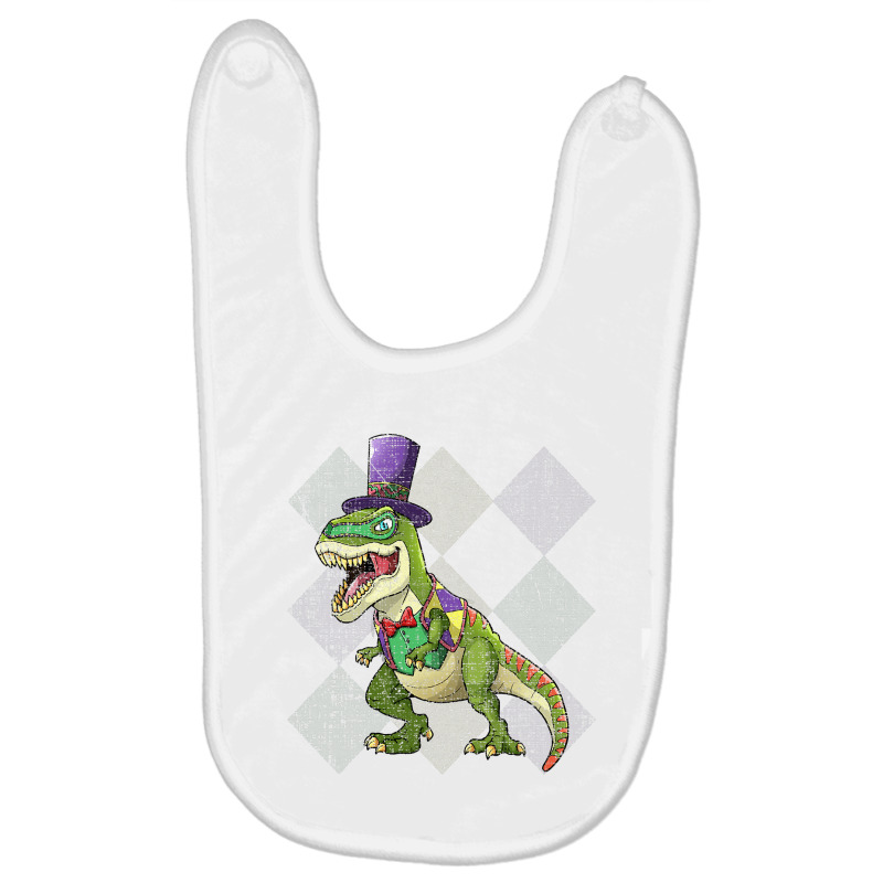 Kids Mardi Gras Shirt Dinosaur T Rex Beads Costume Grunge T Shirt Baby Bibs | Artistshot