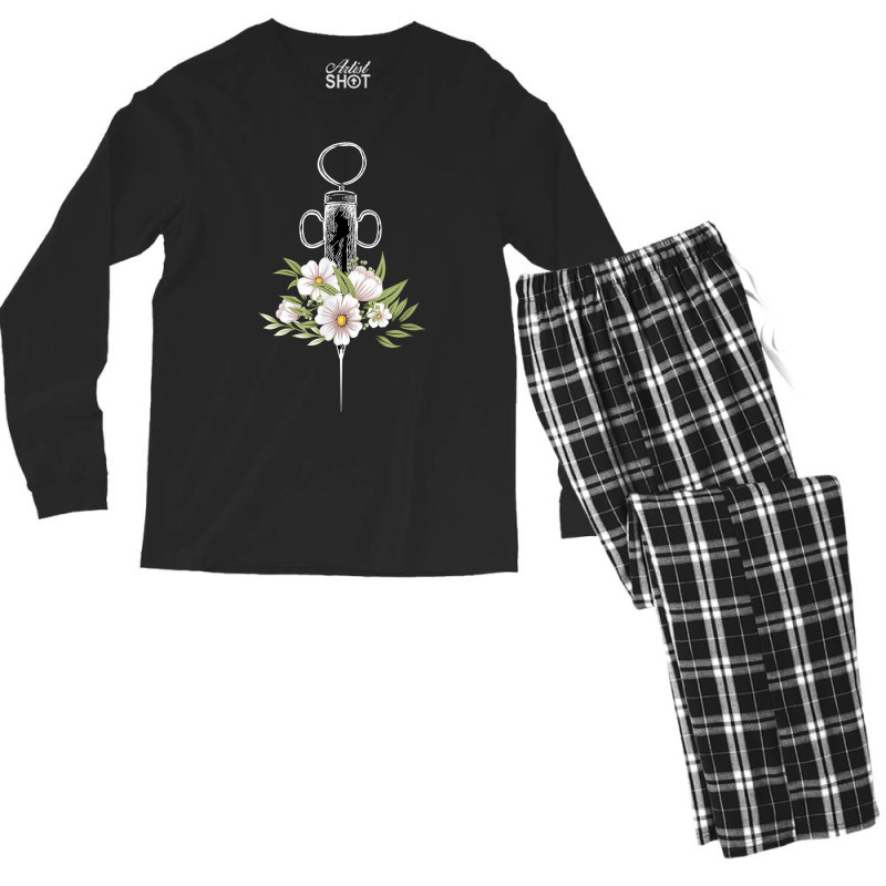 Phlebotomist Life Injection Phlebotomy Flowers Syringe For Fans Men's Long Sleeve Pajama Set | Artistshot