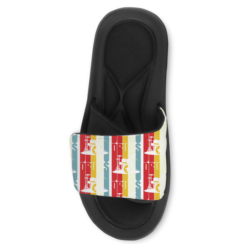 Retro Drums Drummer Gift Idea S S Vintage Slide Sandal | Artistshot