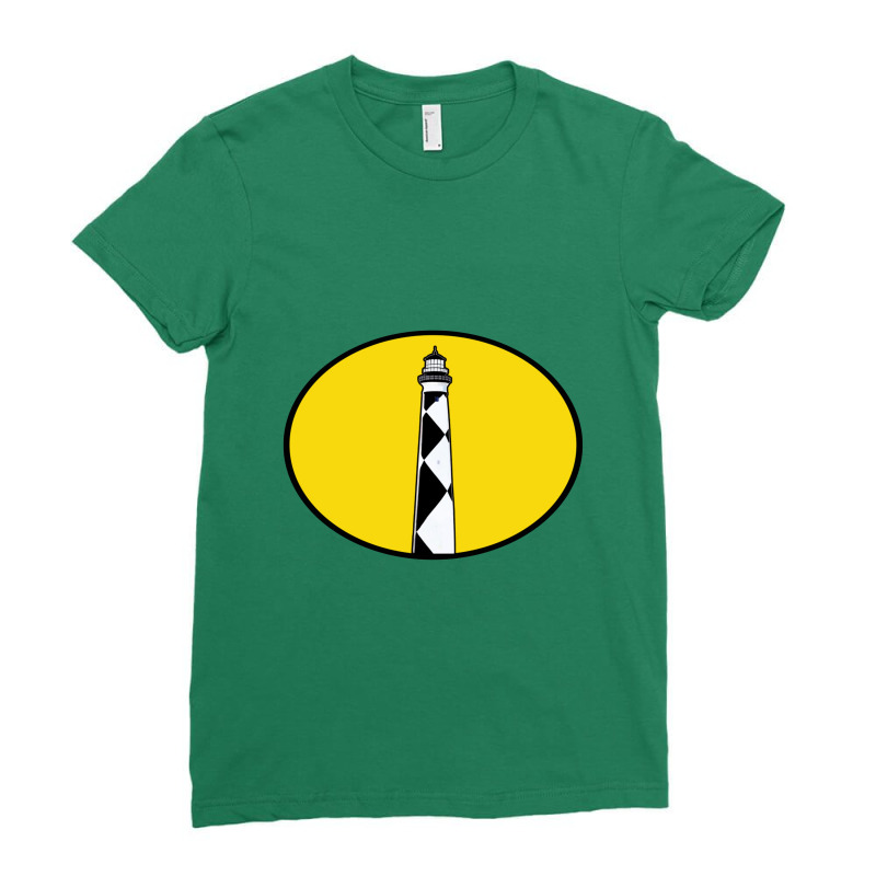 Cape Lookout Lighthouse Oval, Cape Lookout Ladies Fitted T-Shirt by therollingpinn | Artistshot