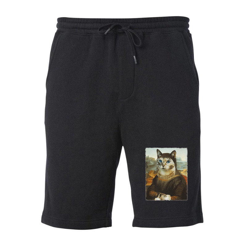 Mona Lisa Cat Fleece Short | Artistshot