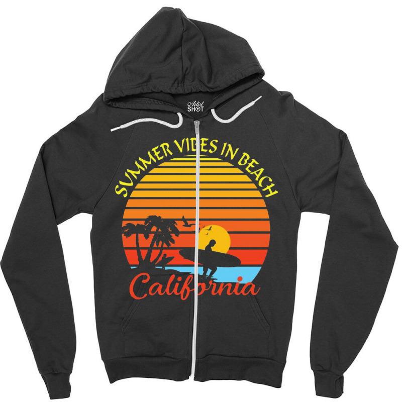 Summer Vibes California Beach Zipper Hoodie | Artistshot