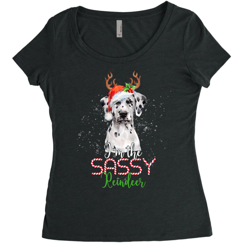 Dalmatian Dog Christmas Dalmatian Im The Sassy Reindeer Santa Dog 494  Women's Triblend Scoop T-shirt by pester | Artistshot