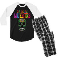 Dia De Los Muertos Celebration Sugar Skull Calavera Men's 3/4 Sleeve Pajama Set | Artistshot