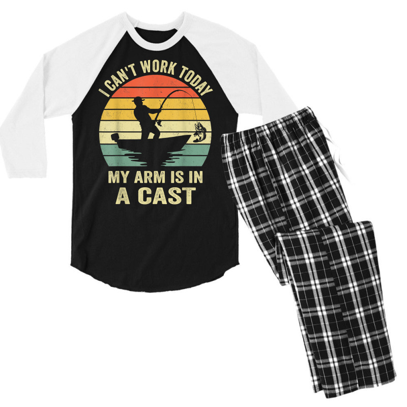 Men Can't Work Today My Arm Is In A Cast Shirt Funny Fishing T Shirt Men's 3/4 Sleeve Pajama Set | Artistshot