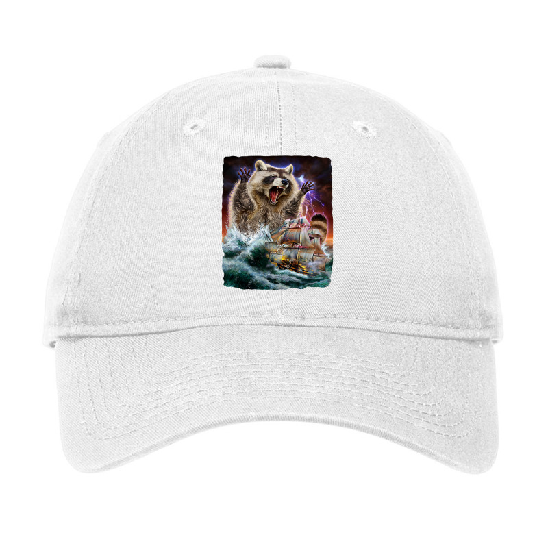 Monster Raccoon As Kraken Attack A War Ship At High Seas Adjustable Cap by AuturoMedero90 | Artistshot