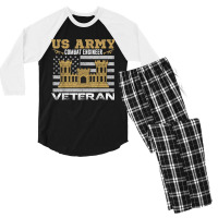 Vintage Us Army Combat Engineer Combat Engineer Veteran Gift For Fans Men's 3/4 Sleeve Pajama Set | Artistshot