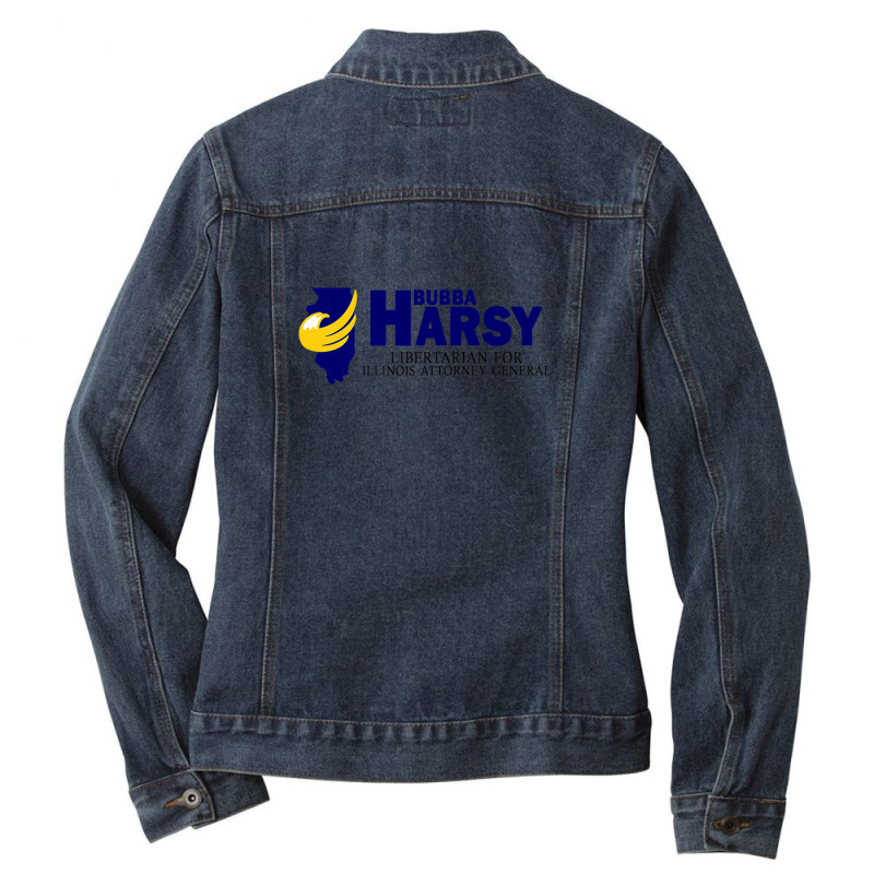 Bubba Harsy - Libertarian For Illinois Attorney General Ladies Denim Jacket by KadeBarry | Artistshot