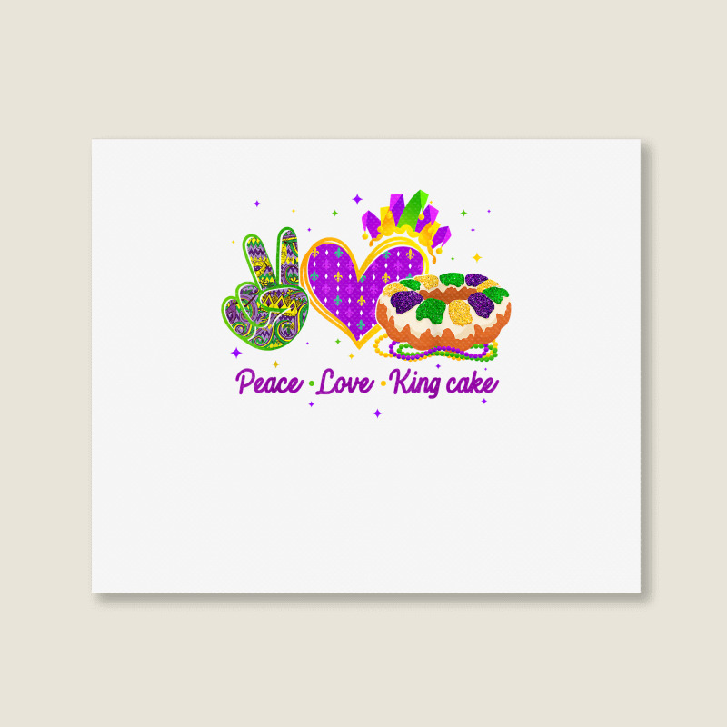 Mardi Gras Peace Love King Cake T Shirt Landscape Canvas Print | Artistshot