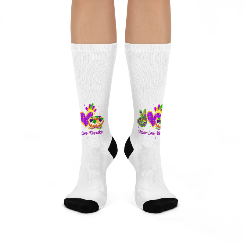 Mardi Gras Peace Love King Cake T Shirt Crew Socks | Artistshot