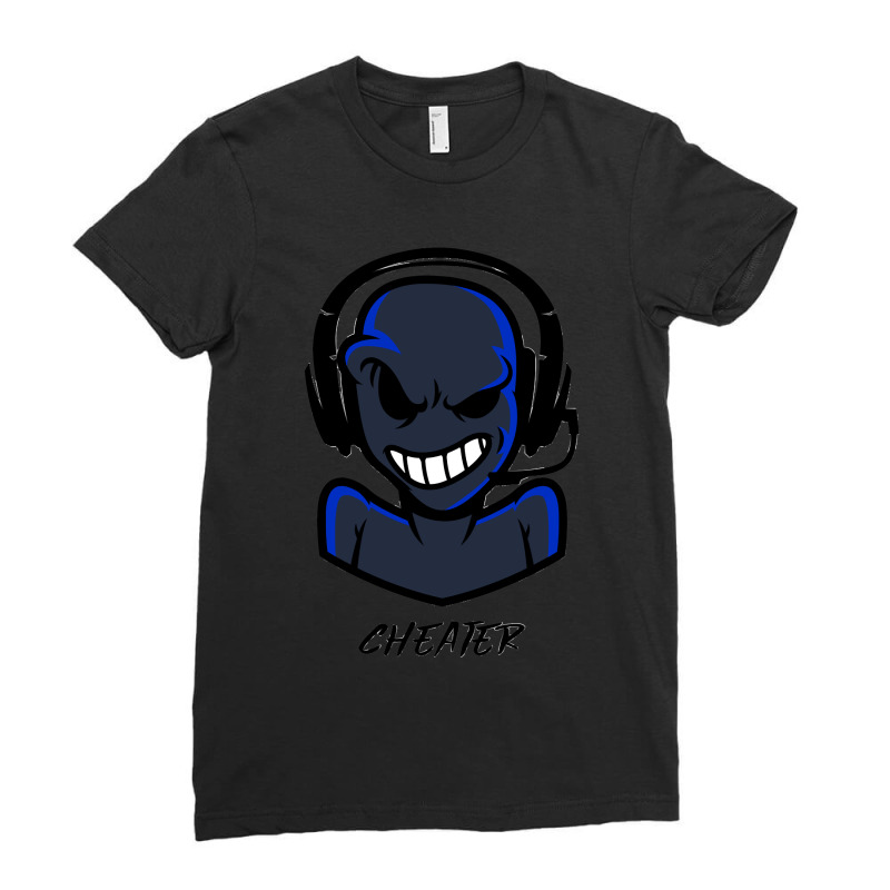 Cheater Gamer With Headphones Ladies Fitted T-Shirt by cm-arts | Artistshot