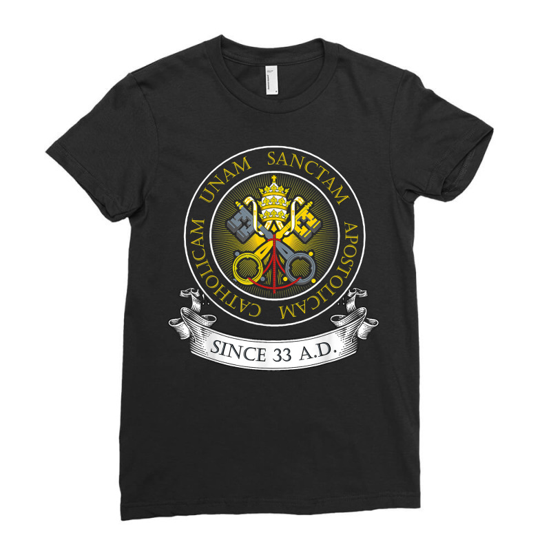 One Holy Catholic & Apostolic Church Catholic Latin T Shirt Ladies Fitted T-Shirt by romeroafhoweth1 | Artistshot