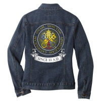 One Holy Catholic & Apostolic Church Catholic Latin T Shirt Ladies Denim Jacket | Artistshot