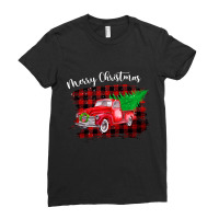 Vintage Wagon Christmas Tree On Car Xmas Truck Vacation T-shirt Ladies Fitted T-shirt | Artistshot