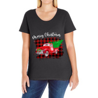 Vintage Wagon Christmas Tree On Car Xmas Truck Vacation T-shirt Ladies Curvy T-shirt | Artistshot