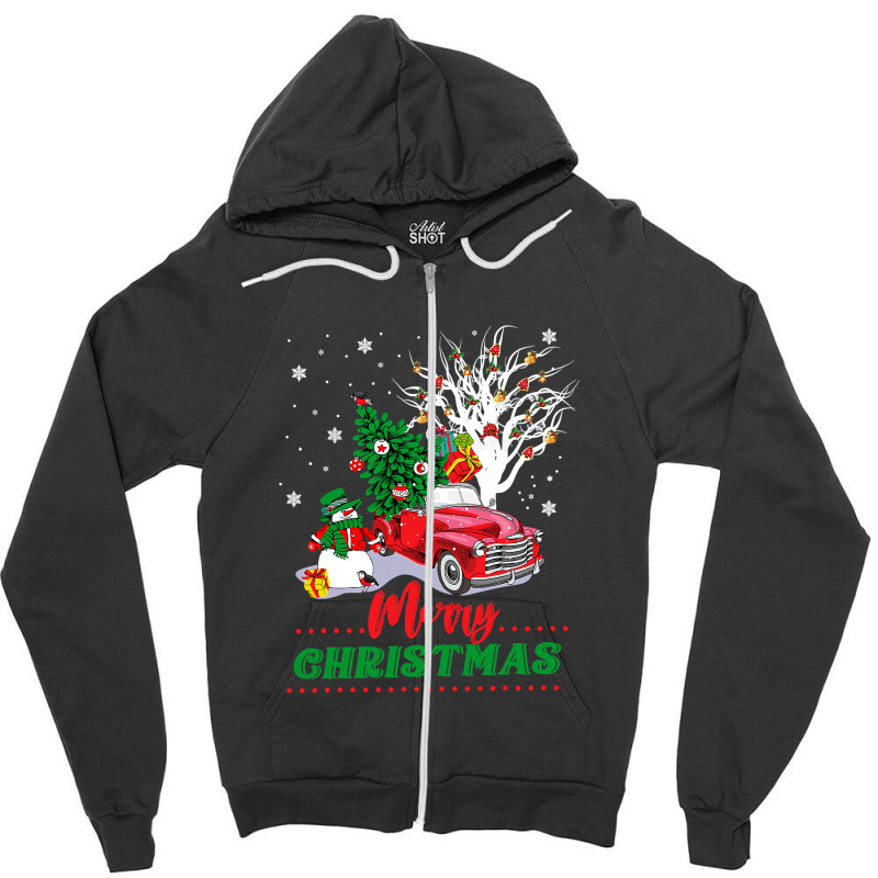 Vintage Wagon Christmas T-shirt - Tree On Car Xmas Vacation T-shirt Zipper Hoodie by cm-arts | Artistshot