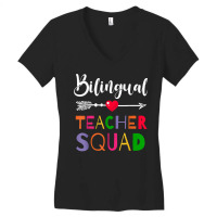 Awesome Bilingual Teacher Squad Funny Colleague T Shirt Women's V-neck T-shirt | Artistshot