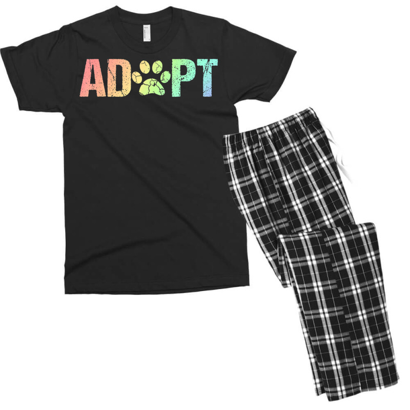 Vintage Rainbow Adopt A Dog Rescue Foster Adoption Month Men's T-shirt Pajama Set by Jerhogen528 | Artistshot