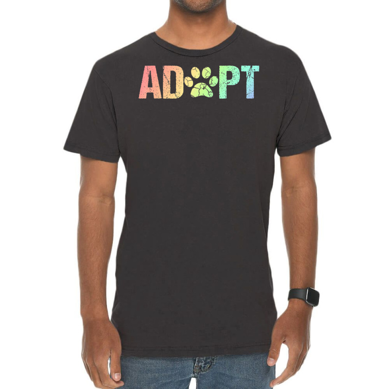 Vintage Rainbow Adopt A Dog Rescue Foster Adoption Month Vintage T-Shirt by Jerhogen528 | Artistshot