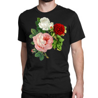 Vintage Roses Flower Floral Illustration Blossom Lovers Classic T-shirt | Artistshot