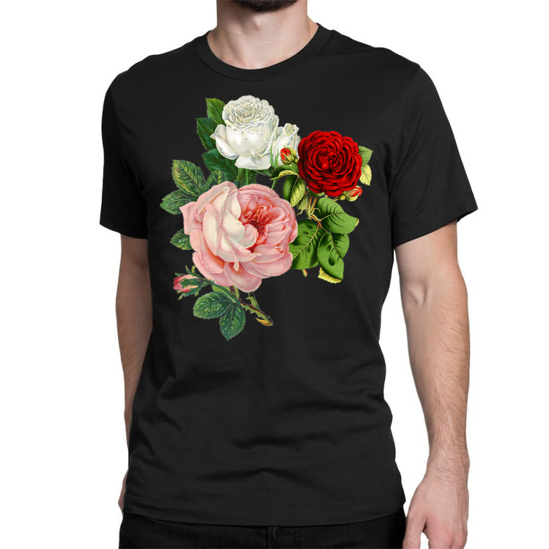 Vintage Roses Flower Floral Illustration Blossom Lovers Classic T-shirt by Jerhogen528 | Artistshot