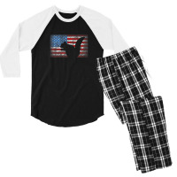 Flag Squirrel 4th Of July Animal Gift Men's 3/4 Sleeve Pajama Set | Artistshot