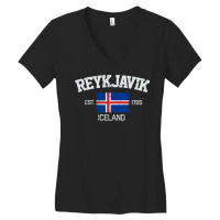 Vintage Reykjavik Iceland Souvenir Gift Long Sleeve T Shirt Women's V-neck T-shirt | Artistshot