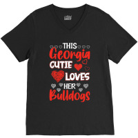 This Georgia Cutie Loves Her Bulldogs! Fun Football V-neck Tee | Artistshot