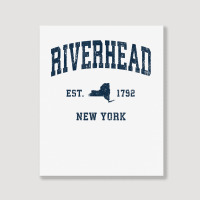 Riverhead New York Ny Vintage Athletic Navy Sports Design T Shirt Portrait Canvas Print | Artistshot