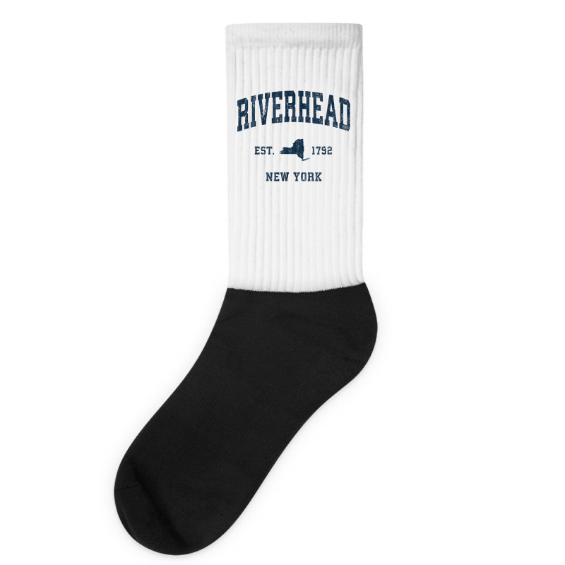 Riverhead New York Ny Vintage Athletic Navy Sports Design T Shirt Socks | Artistshot