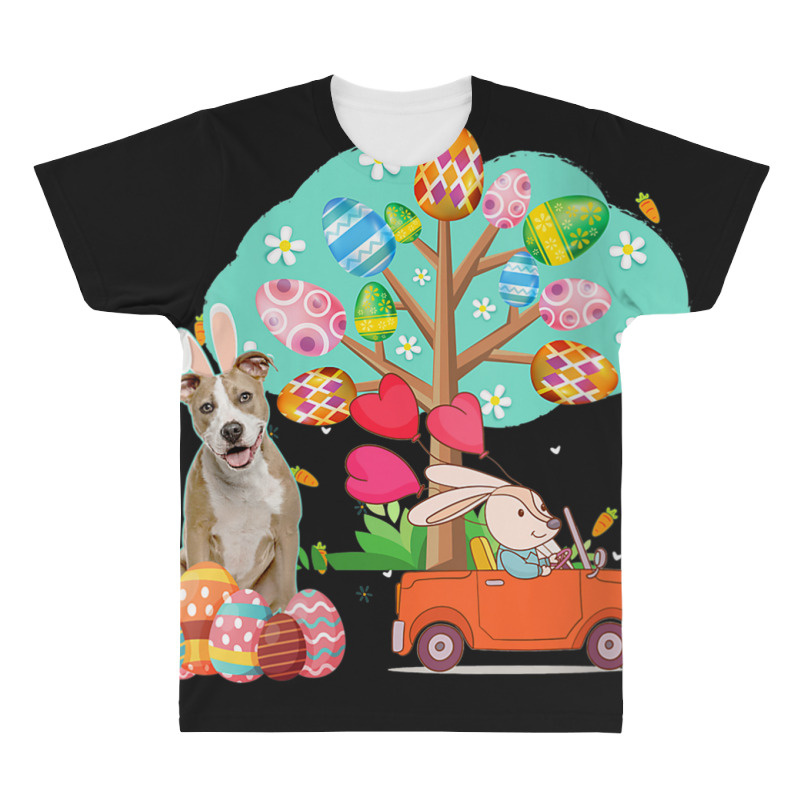 Pitbull And Bunny Hunting Egg Tree All Over Men's T-shirt | Artistshot
