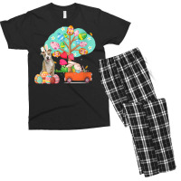 Pitbull And Bunny Hunting Egg Tree Men's T-shirt Pajama Set | Artistshot
