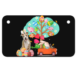 pitbull and bunny hunting egg tree Motorcycle License Plate | Artistshot