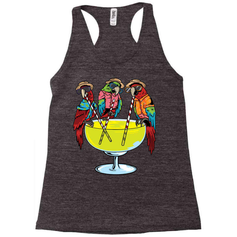 Bird Parrots Newest Animal T  Shirt Parrots Drinking Margarita Hawaiia Racerback Tank by machoislands | Artistshot