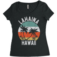 Lahaina Shirt Hawaii Retro Maui Palm Trees Hawaiian Island T Shirt Women's Triblend Scoop T-shirt | Artistshot