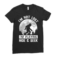 Retro Bigfoot Im Not Lost Im Playing Hide & Seek Sasquatch Ladies Fitted T-shirt | Artistshot