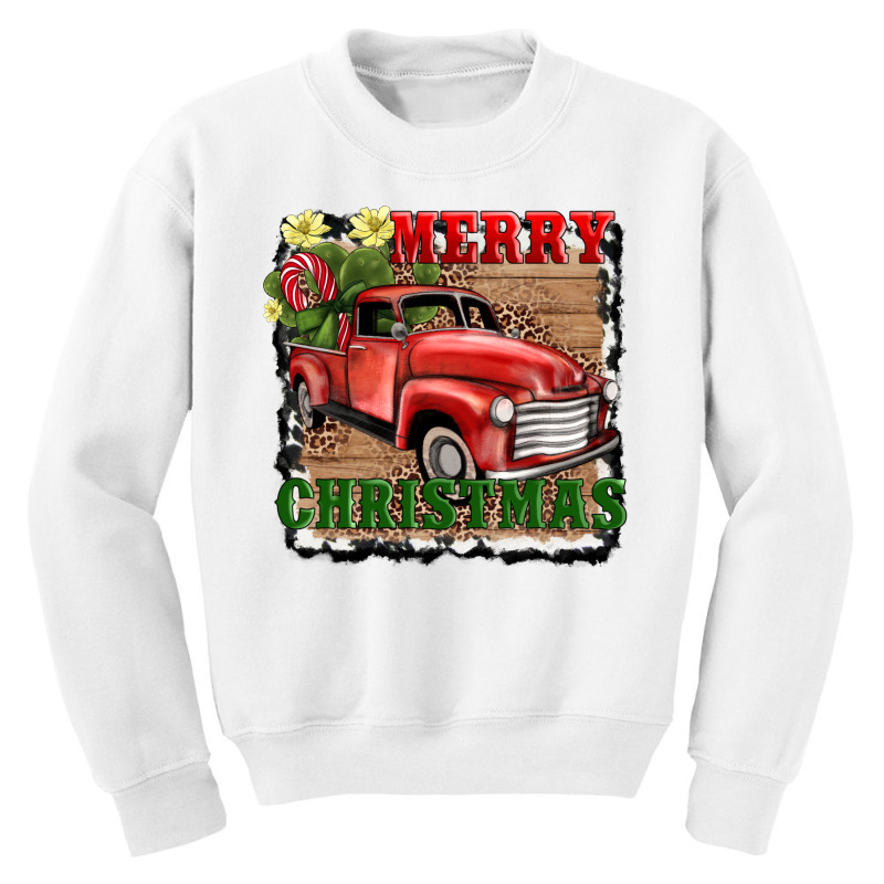 Merry Christmas With Truck Youth Sweatshirt by AdoDesignShop | Artistshot