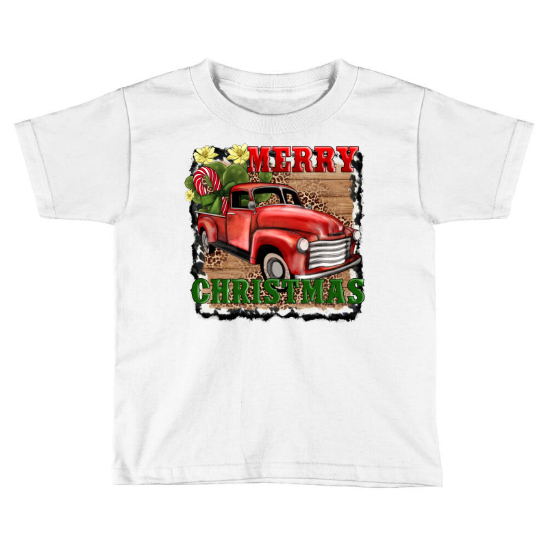 Merry Christmas With Truck Toddler T-shirt by AdoDesignShop | Artistshot